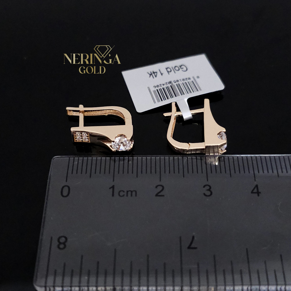 Rose gold english lock earrings #67514