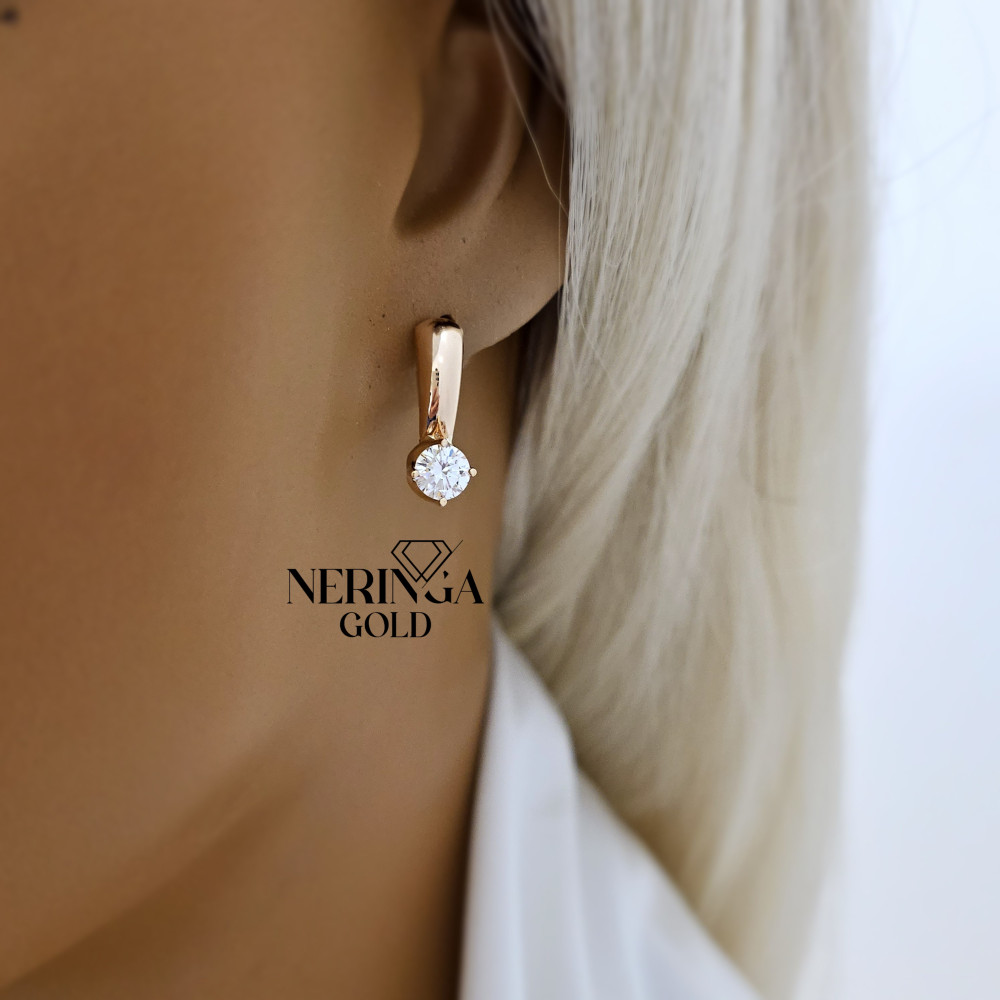Rose gold english lock earrings #67510