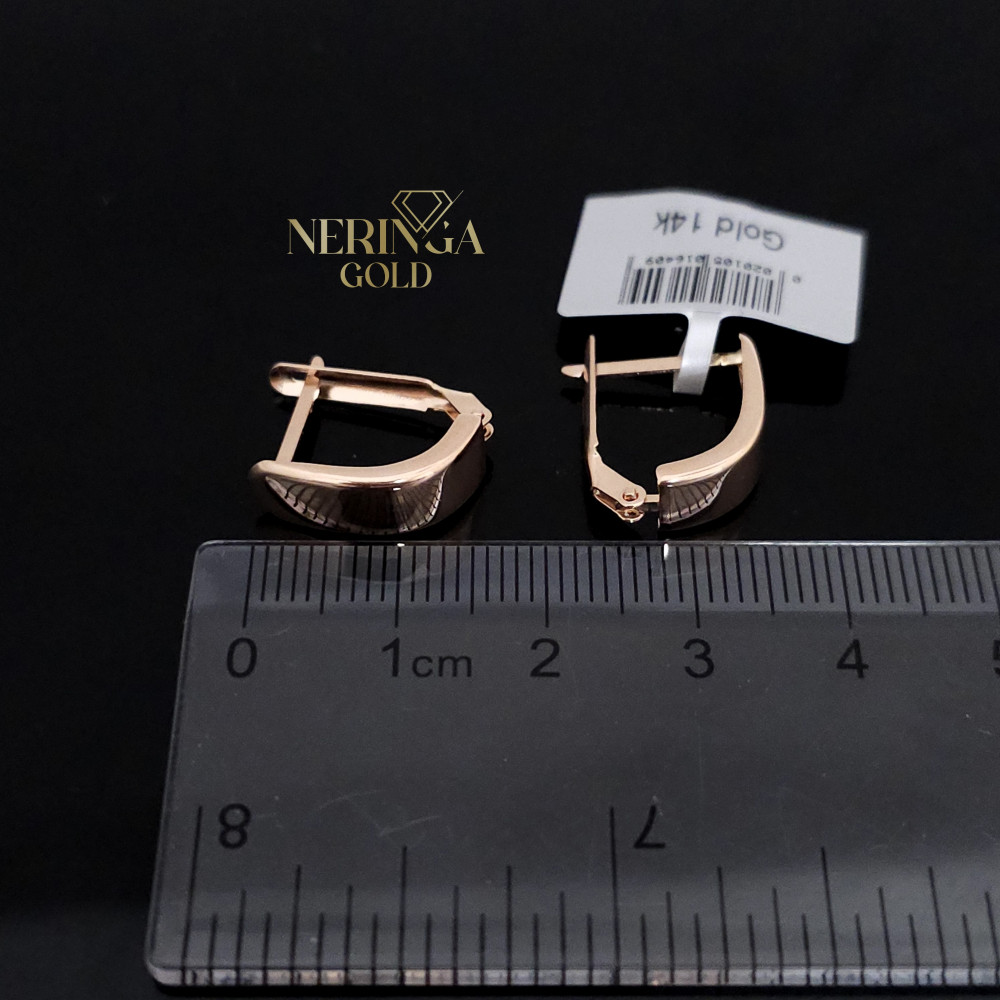 Rose gold english lock earrings #67516