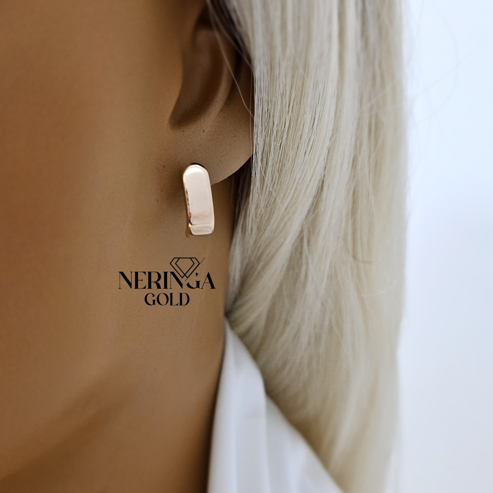 Rose gold english lock earrings #67516