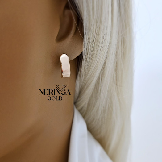 Rose gold english lock earrings #67516