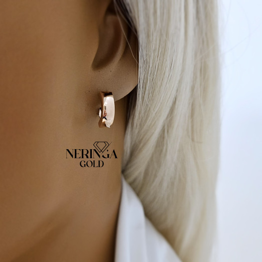 Rose gold english lock earrings #67518