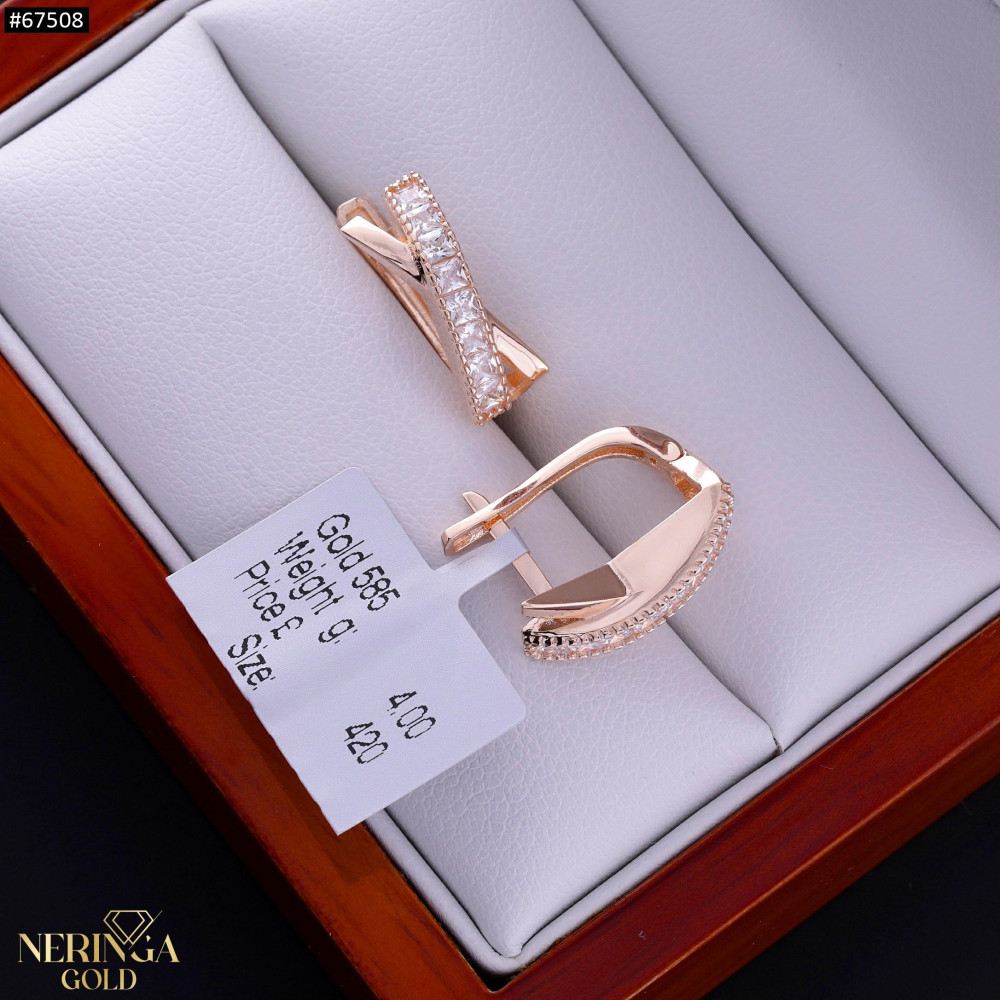 Rose gold english lock earrings #67508