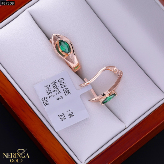 Rose gold english lock earrings #67509