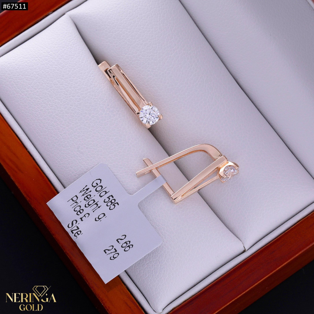 Rose gold english lock earrings #67511