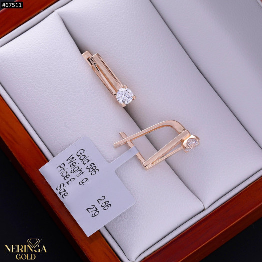 Rose gold english lock earrings #67511
