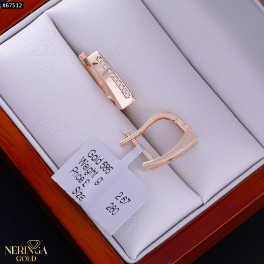 Rose gold english lock earrings #67512