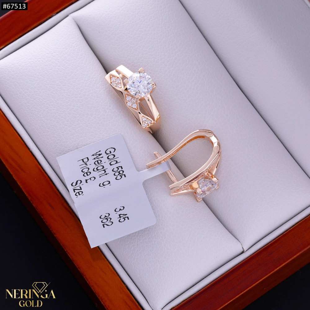 Rose gold english lock earrings #67513