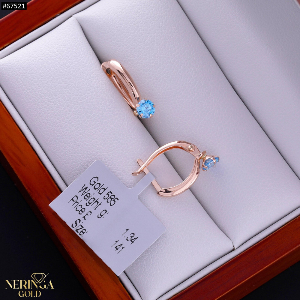 Rose gold english lock earrings #67521