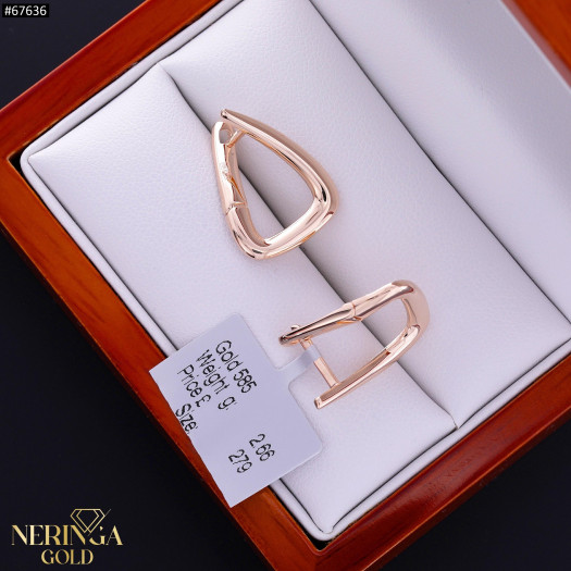 Rose gold english lock earrings #67636