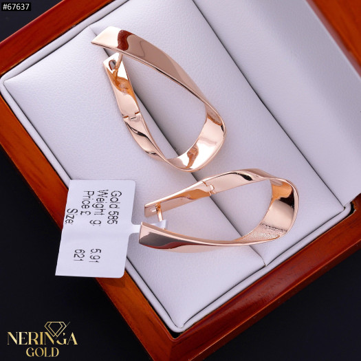 Rose gold english lock earrings #67637