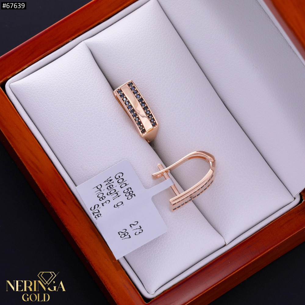 Rose gold english lock earrings #67639