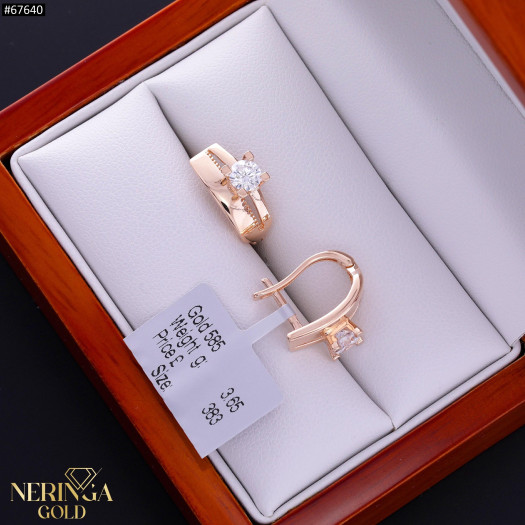 Rose gold english lock earrings #67640