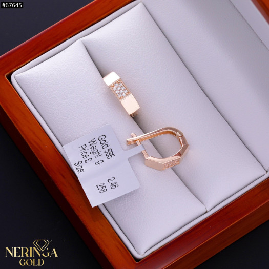 Rose gold english lock earrings #67645