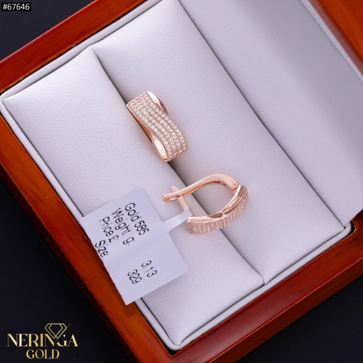 Rose gold english lock earrings #67646