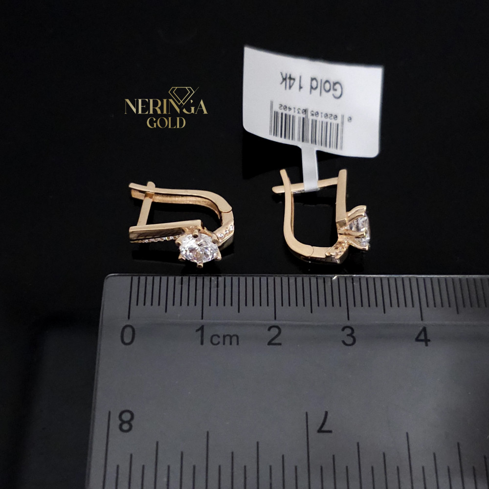 Rose gold english lock earrings #67644