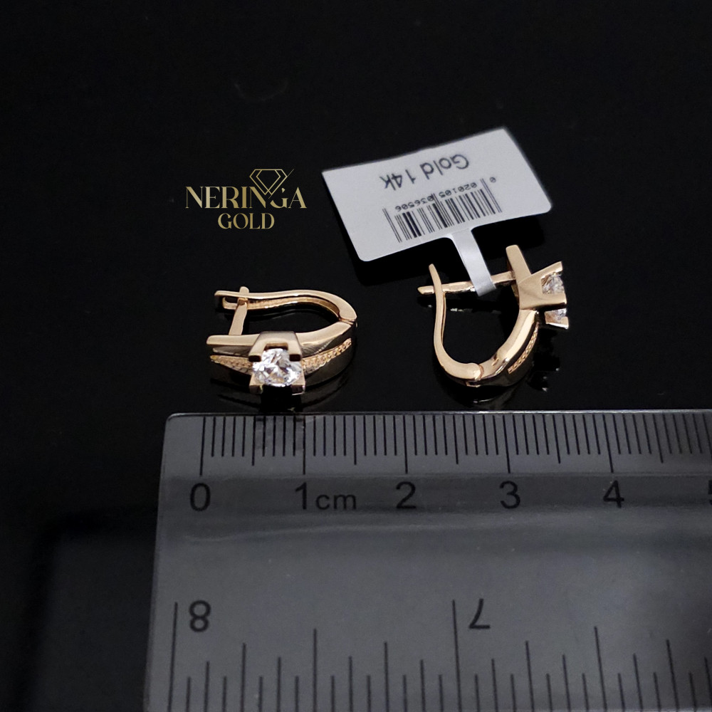 Rose gold english lock earrings #67640