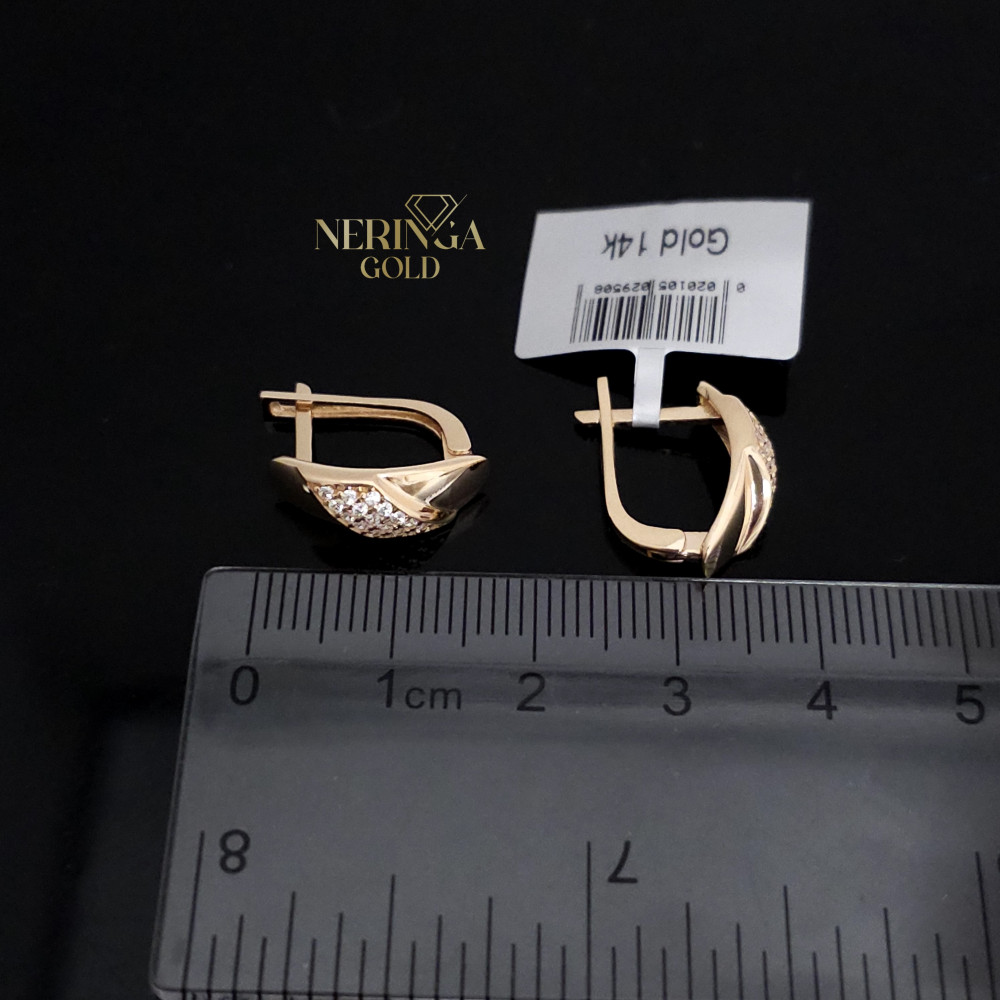 Rose gold english lock earrings #67649