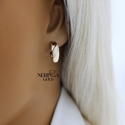 Rose gold english lock earrings #67649