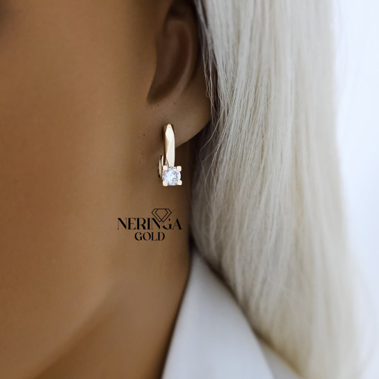 Rose gold english lock earrings #67641