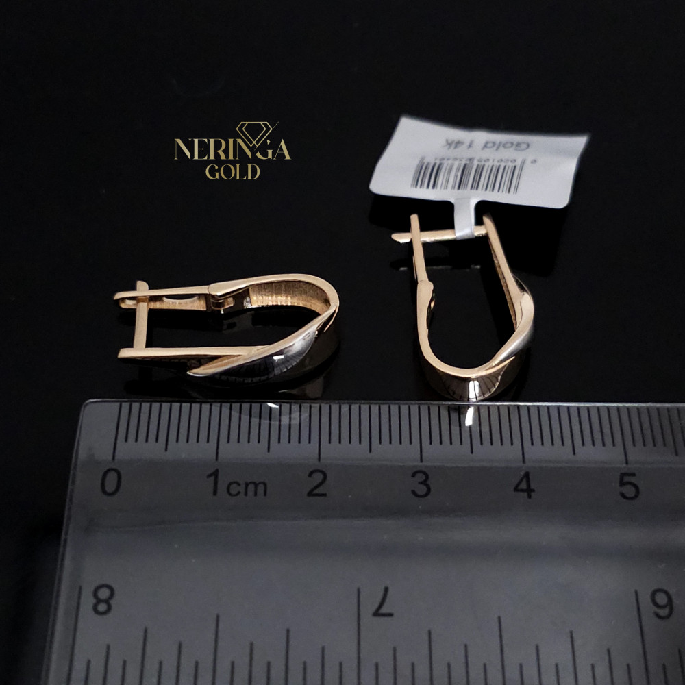 Rose gold english lock earrings #67633