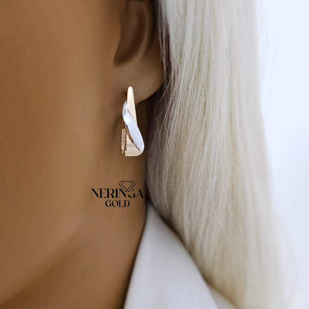 Rose gold english lock earrings #67633