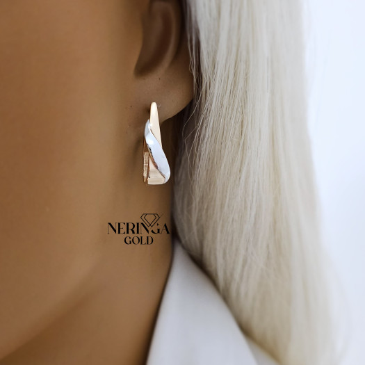 Rose gold english lock earrings #67633