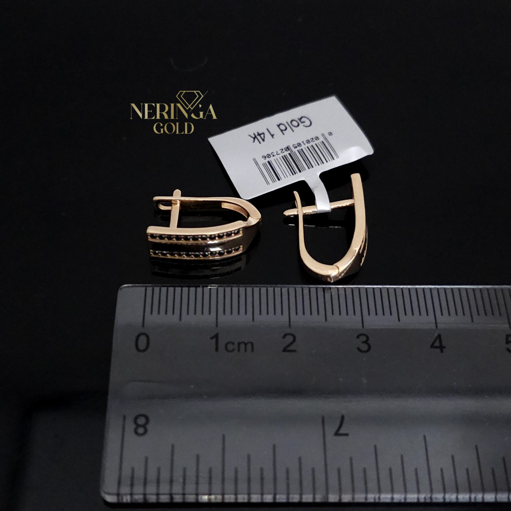 Rose gold english lock earrings #67639