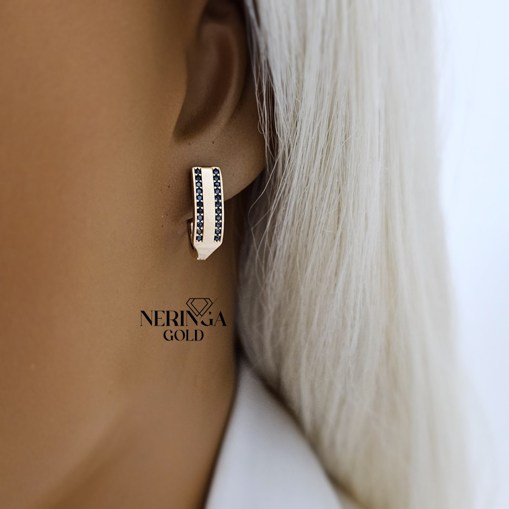 Rose gold english lock earrings #67639