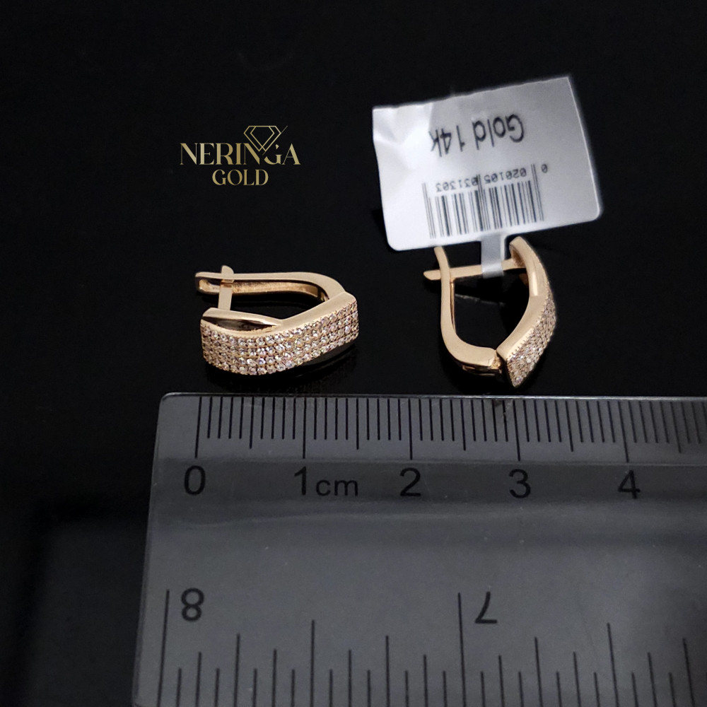Rose gold english lock earrings #67646