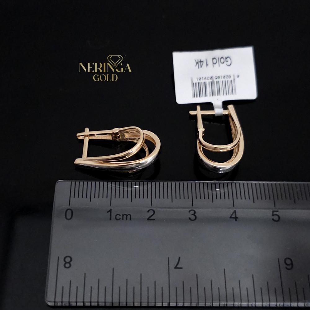 Rose gold english lock earrings #67634