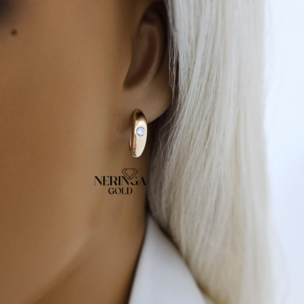 Rose gold english lock earrings #67648