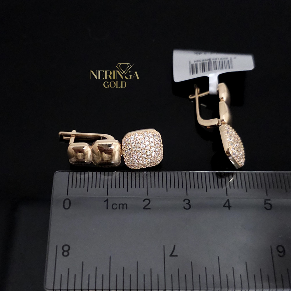 Rose gold english lock earrings #67643