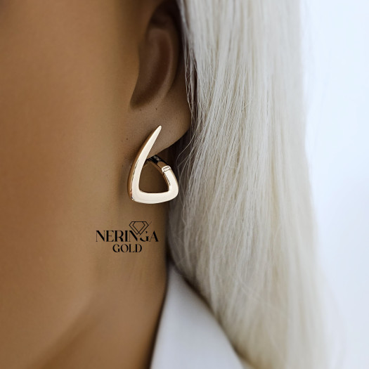 Rose gold english lock earrings #67636