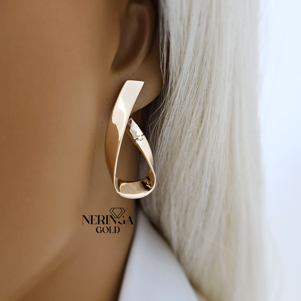 Rose gold english lock earrings #67637