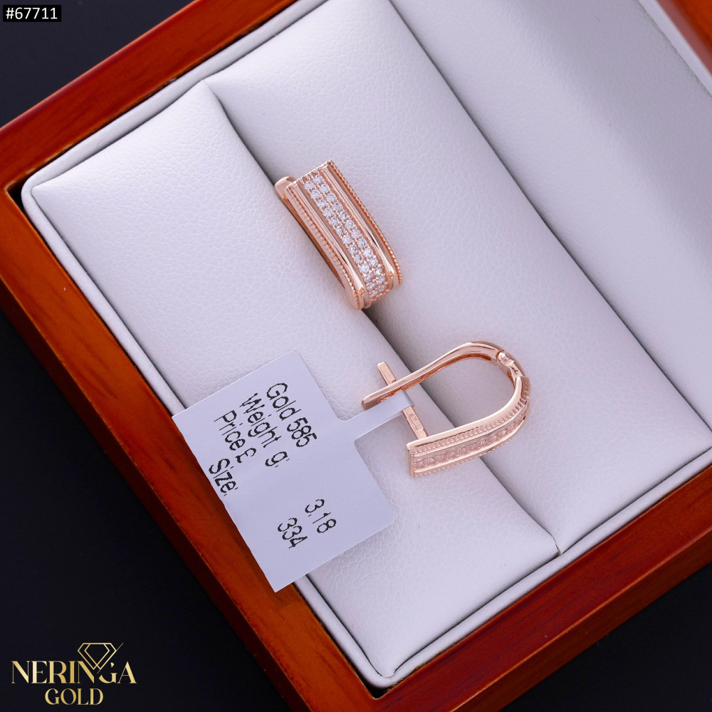 Rose gold english lock earrings #67711
