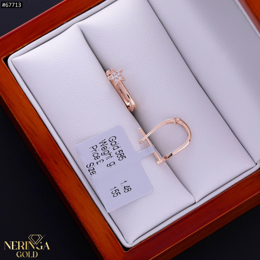 Rose gold english lock earrings #67713