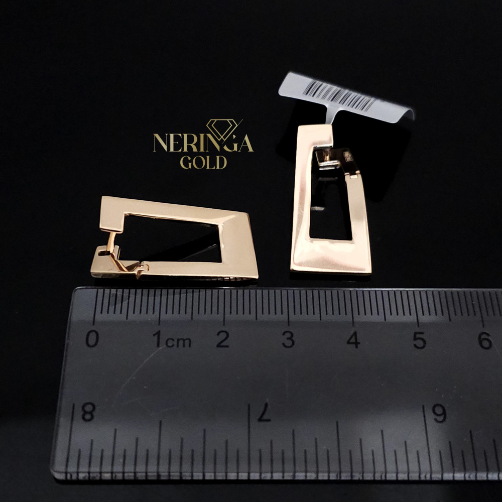 Rose gold english lock earrings #67775