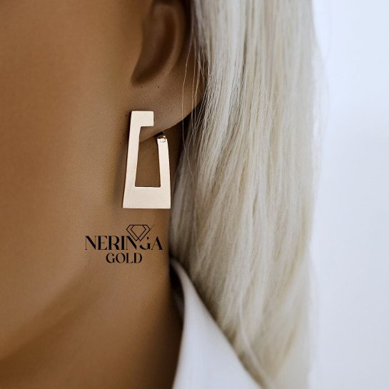 Rose gold english lock earrings #67775