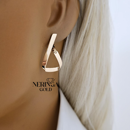 Rose gold english lock earrings #67774
