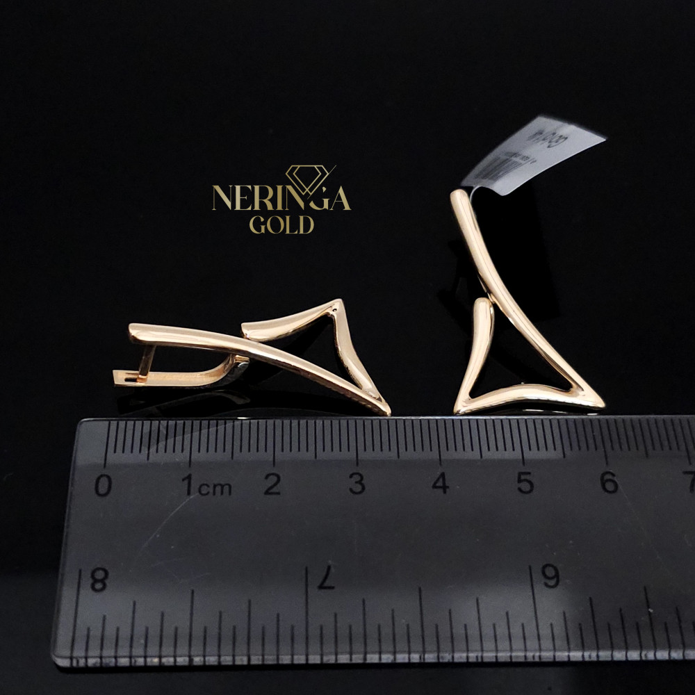 Rose gold english lock earrings #67777