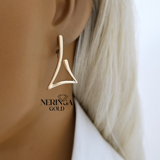 Rose gold english lock earrings #67777