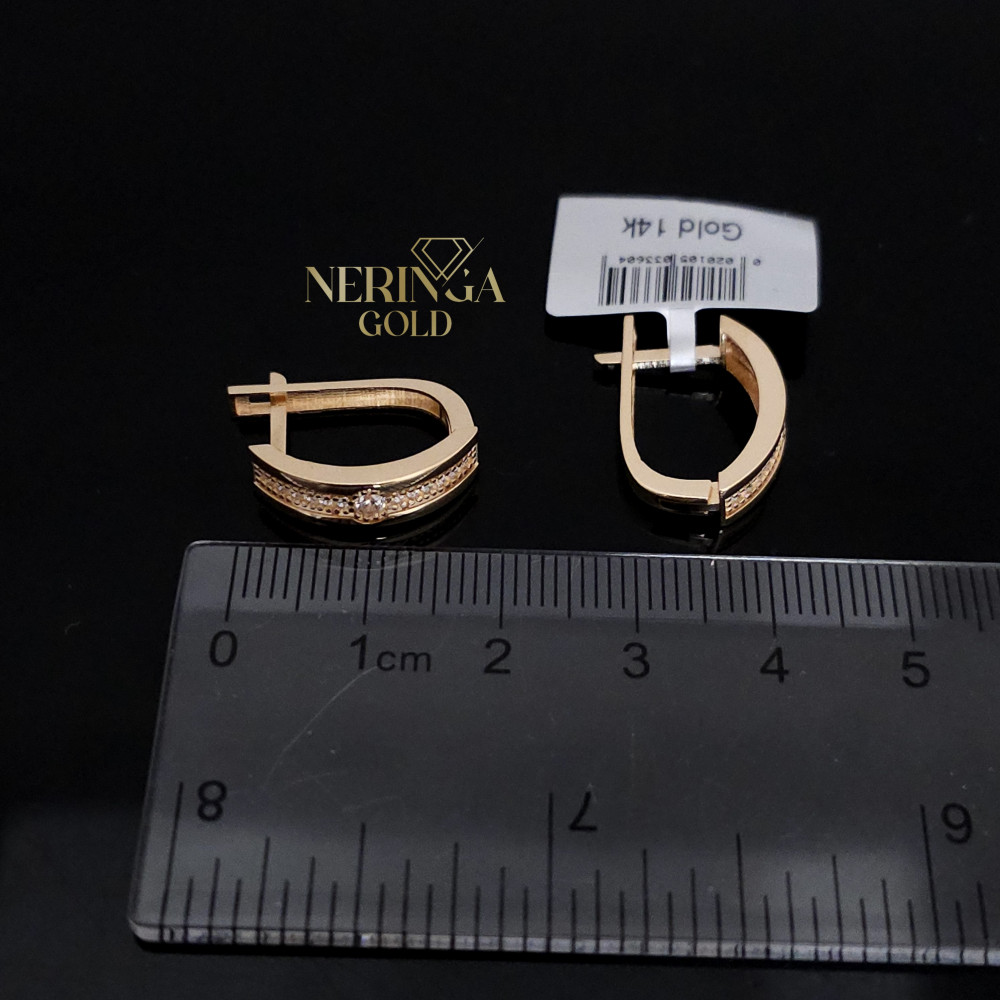 Rose gold english lock earrings #67816