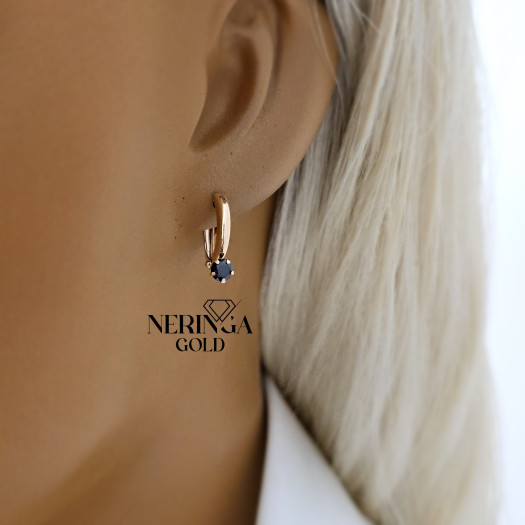 Rose gold english lock earrings #67820