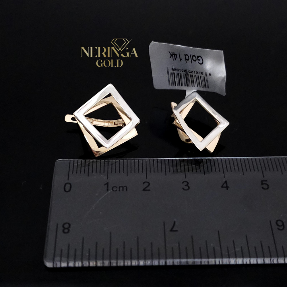 White rose gold english lock earrings #67776