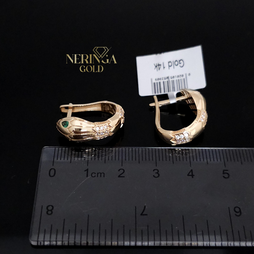 Rose gold english lock earrings #67822