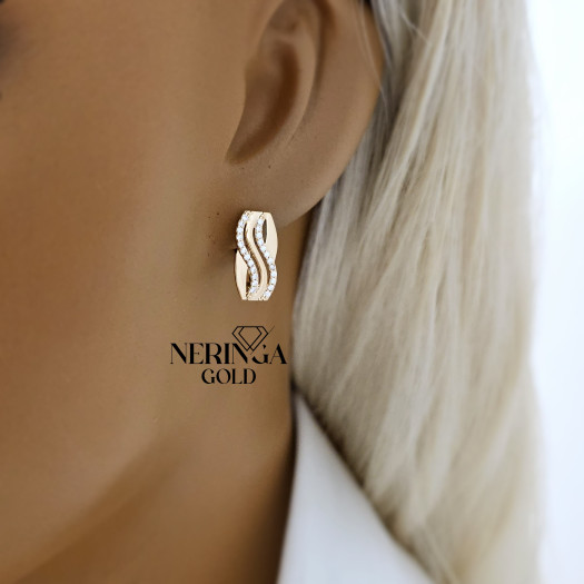 Rose gold english lock earrings #67757