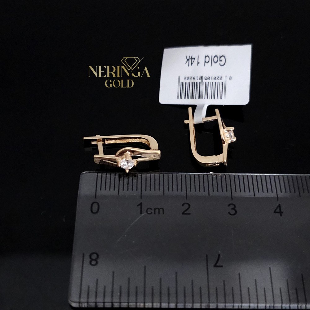 Rose gold english lock earrings #67772