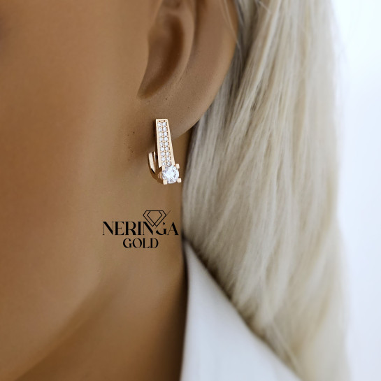 Rose gold english lock earrings #67769