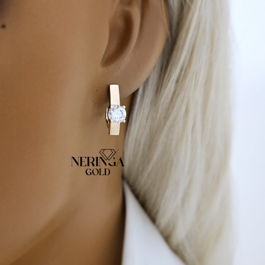 Rose gold english lock earrings #67761